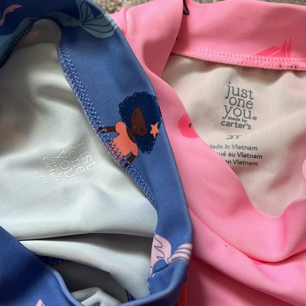Just One You by Carter’s Bathing Suit Rash Guard Bikini Lot Mermaids Flamingos